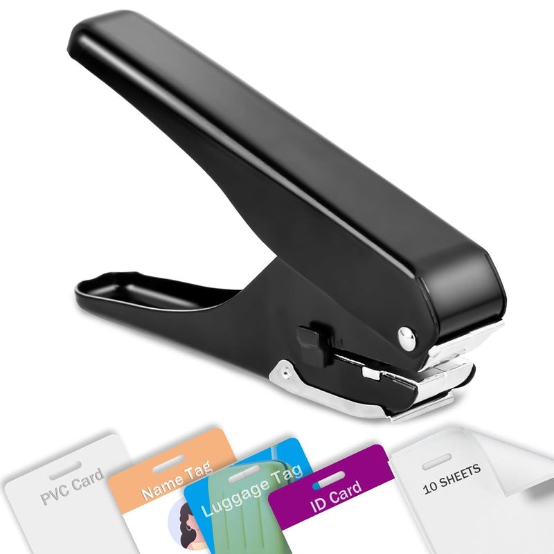 Zofly Heavy-Duty Slot Punch, Handheld Badge Hole Puncher, All Metal ID Card Puncher, Slotting Punch Tool for Paper (Max 10 Sheets), PVC ID Card, Luggage Tag, Name Tag and Badge Holder - Image 1